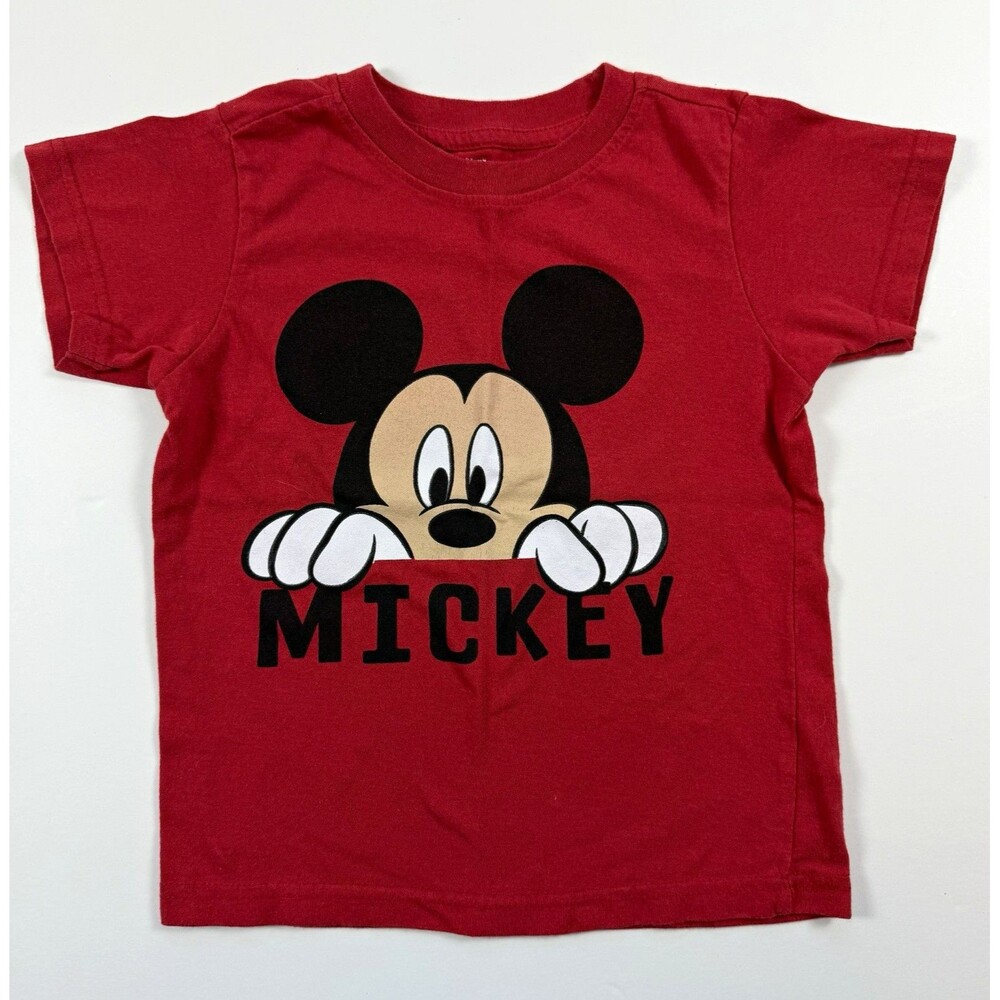 Disney Junior Mickey Mouse Red Graphic Print T-Shirt Kids Size 5 Crew Neck